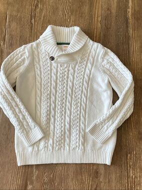 Gymboree cotton Cream Cable Knit Shawl-Collar Pullover